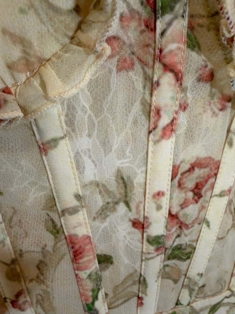 V. Chapman Floral Corset Maxi Dress Lace Up Back Ruffle Hem Size 8 NWT - Picture 12 of 17